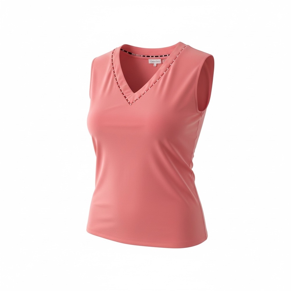 Calvin Klein Coral Blouse with Pearl Details SIZE XL